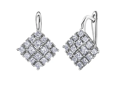 18K White Gold & Palladium Alloy (hypoallergenic) 1.52-2.84cttw Canadian Diamond Drop Earrings - / Carat Total