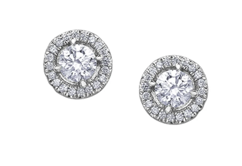 18K White Gold & Palladium Alloy (hypoallergenic) 0.50cttw Canadian Diamond Stud Earrings