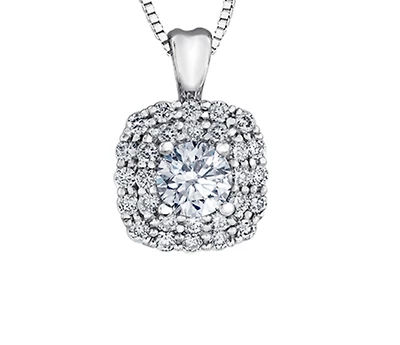 18K White Gold & Palladium Alloy(hypoallergenic) 0.50cttw Canadian Diamond Pendant