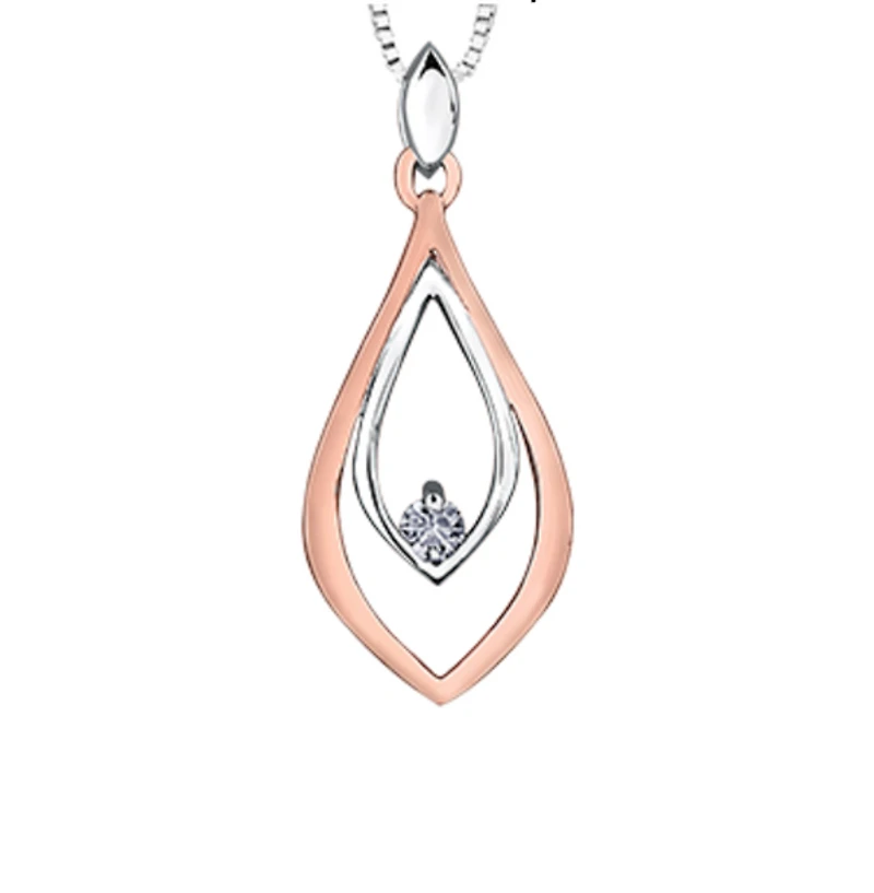14K White & Rose Gold 0.06cttw Canadian Diamond Pendant