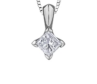 18K White Gold & Palladium Alloy(hypoallergenic) 0.20cttw Canadian Princess Diamond Pendant