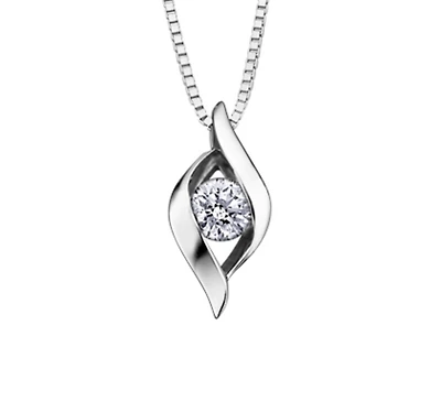 14K White Gold 0.18cttw Canadian Diamond Channel Set Pendant