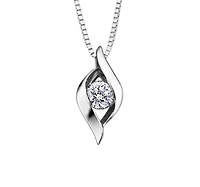 14K White Gold 0.18cttw Canadian Diamond Channel Set Pendant