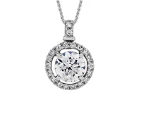 18K White Gold & Palladium Alloy(hypoallergenic) 0.40-0.60cttw Canadian Diamond Halo Pendant - / Carat Total