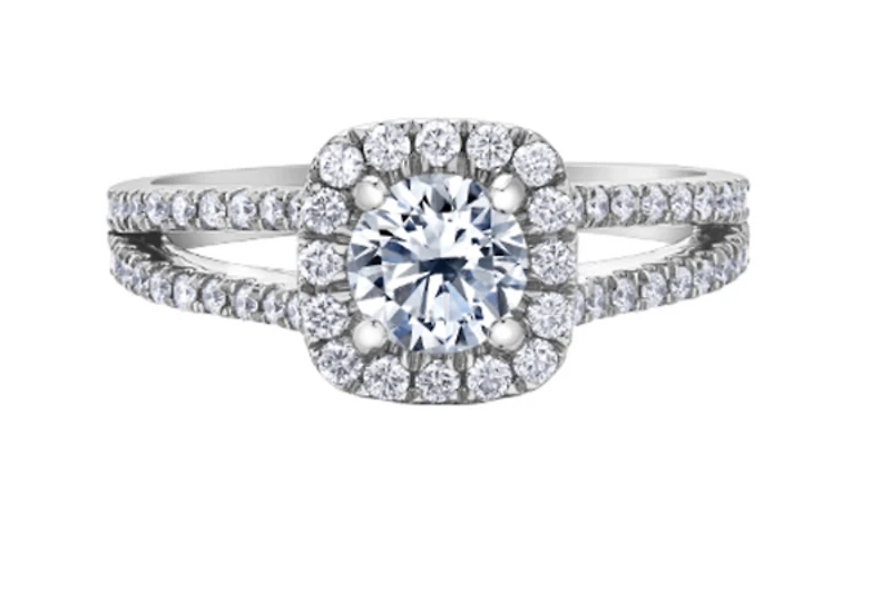 18K White Gold & Palladium Alloy (hypoallergenic) 1.25cttw Canadian Diamond Engagement Ring