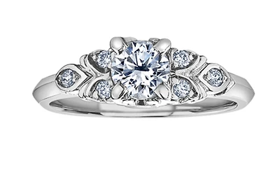 18K White Gold & Palladium Alloy (hypoallergenic) 0.33cttw Canadian Diamond Engagement Ring