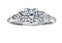 18K White Gold & Palladium Alloy (hypoallergenic) 0.33cttw Canadian Diamond Engagement Ring