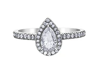 18K White Gold & Palladium Alloy (hypoallergenic) 0.75cttw Canadian Pear Shape Diamond Engagement Ring