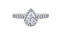 18K White Gold & Palladium Alloy (hypoallergenic) 1.15cttw Canadian Pear Shape Diamond Engagement Ring