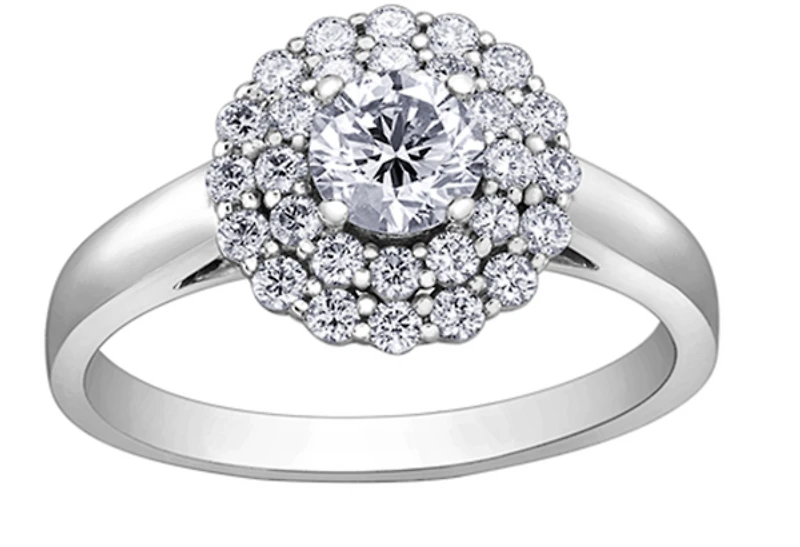 18K White Gold & Palladium Alloy (hypoallergenic) 0.80cttw Canadian Diamond Engagement Ring