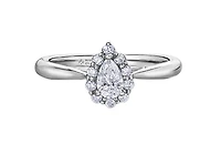 18K White Gold & Palladium Alloy (hypoallergenic) 0.50cttw Canadian Pear Shape Diamond Engagement Ring