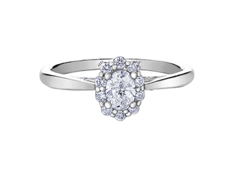 18K White Gold & Palladium Alloy (hypoallergenic) 0.50cttw Canadian Oval Shape Diamond Engagement Ring - / 4.5