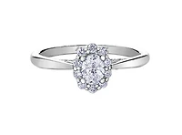 18K White Gold & Palladium Alloy (hypoallergenic) 0.50cttw Canadian Oval Shape Diamond Engagement Ring - / 4.5