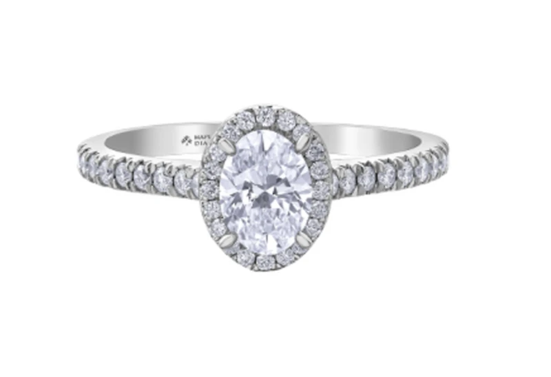 18K White Gold & Palladium Alloy (hypoallergenic) 0.54-1.32cttw Canadian Oval Shape Diamond Engagement Ring - / Carat Total 4.5