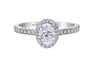 18K White Gold & Palladium Alloy (hypoallergenic) 0.54-1.32cttw Canadian Oval Shape Diamond Engagement Ring - / Carat Total 4.5