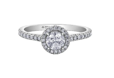 18K White Gold & Palladium Alloy (hypoallergenic) 0.76-1.32cttw Canadian Round Shape Diamond Engagement Ring - / Carat Total
