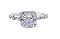 18K White Gold & Palladium Alloy (hypoallergenic) 1.31cttw Canadian Cushion Shape Diamond Engagement Ring