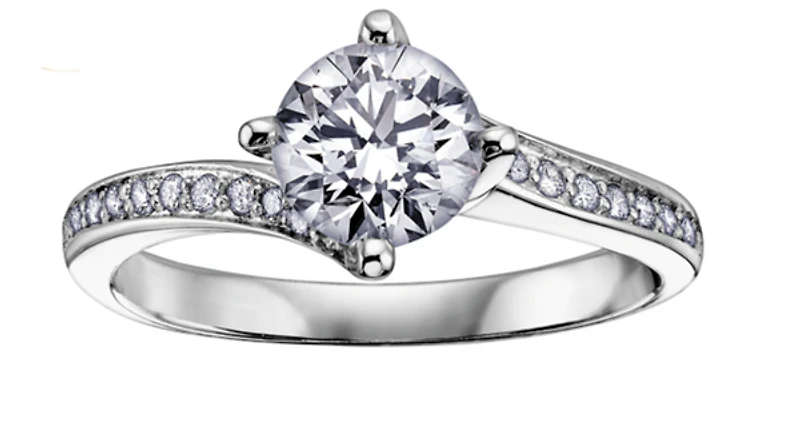 18K White Gold & Palladium Alloy (hypoallergenic) -1.15cttw Canadian Diamond Engagement Ring