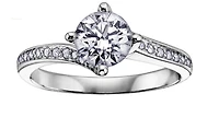 18K White Gold & Palladium Alloy (hypoallergenic) -1.15cttw Canadian Diamond Engagement Ring