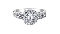 18K White Gold & Palladium Alloy (hypoallergenic) 0.80cttw Canadian Emerald Diamond Engagement Ring