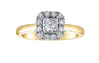 18K Yellow Gold & Palladium Alloy (hypoallergenic) 0.85ttw Princess Cut Canadian Diamond Engagement Ring
