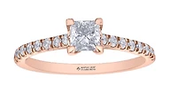 14K Rose Gold 0.75cttw Princess Cut Canadian Diamond Engagement Ring - /