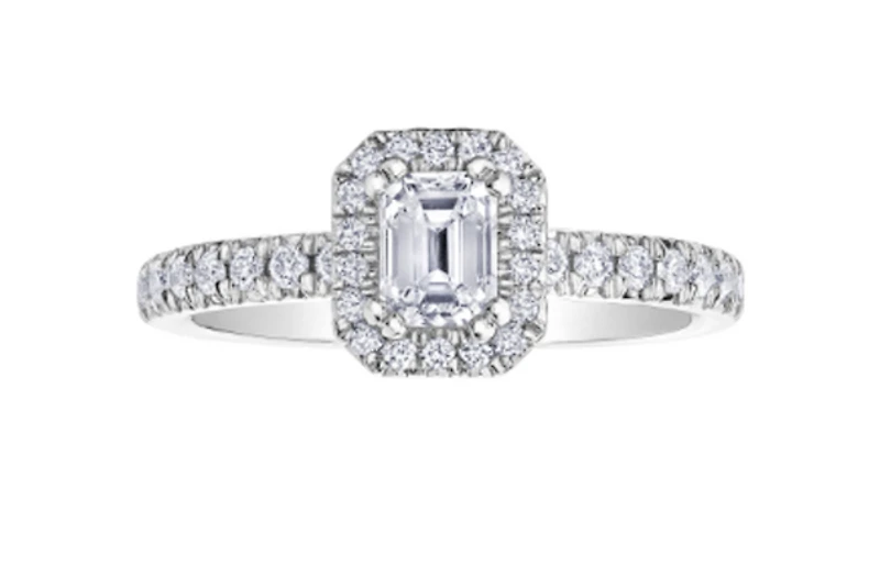 18K White Gold & Palladium Alloy (hypoallergenic) 1.00-1.25ttw Canadian Emerald Cut Diamond Engagement Ring - / Carat Total