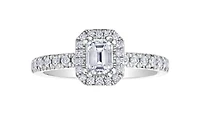 18K White Gold & Palladium Alloy (hypoallergenic) 1.00-1.25ttw Canadian Emerald Cut Diamond Engagement Ring - / Carat Total
