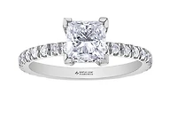 18K White Gold & Palladium Alloy (hypoallergenic) 1.75cttw Canadian Princess Cut Diamond Engagement Ring - /
