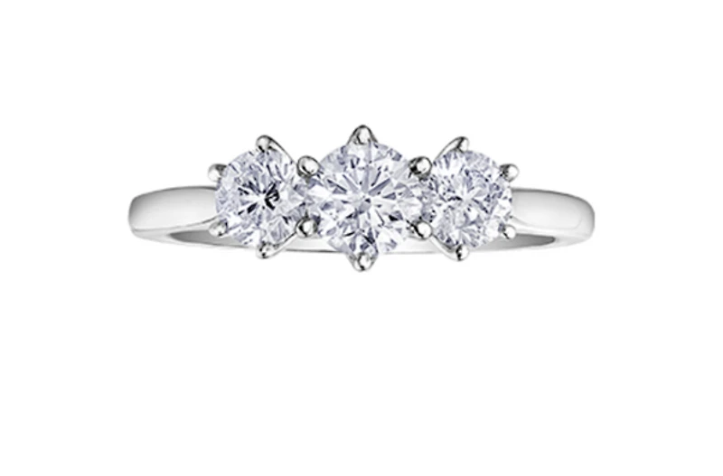 18K White Gold & Palladium Alloy (hypoallergenic) 0.50ttw Canadian 3 Stone Diamond Engagement Ring