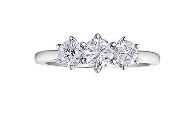 18K White Gold & Palladium Alloy (hypoallergenic) 0.50ttw Canadian 3 Stone Diamond Engagement Ring