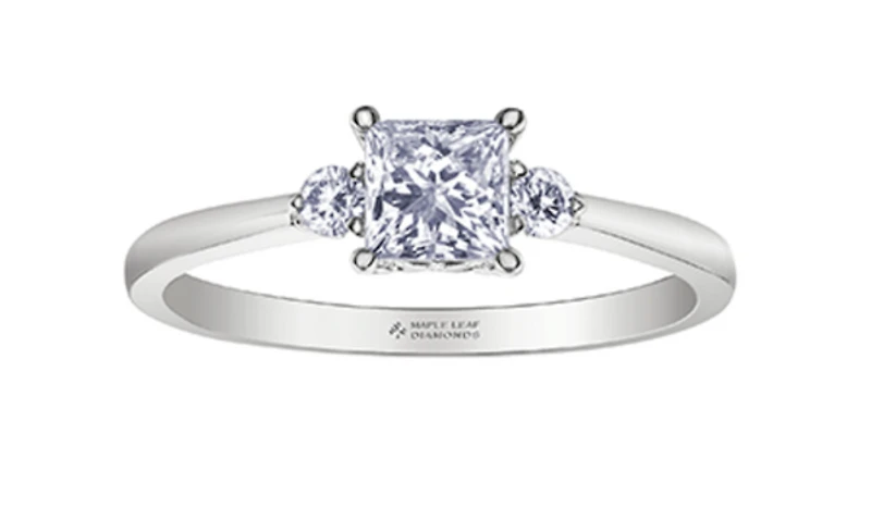 18K White Gold & Palladium Alloy (hypoallergenic) 0.58ttw Princess Cut Canadian Diamond Engagement Ring