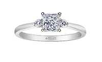 18K White Gold & Palladium Alloy (hypoallergenic) 0.58ttw Princess Cut Canadian Diamond Engagement Ring