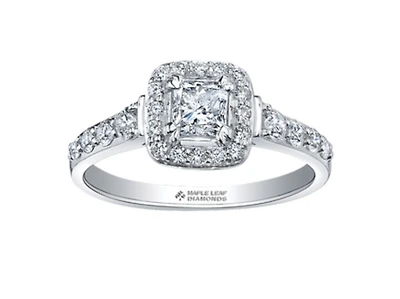 18K White Gold & Palladium Alloy (hypoallergenic) 1.65cttw Canadian Diamond Engagement Ring