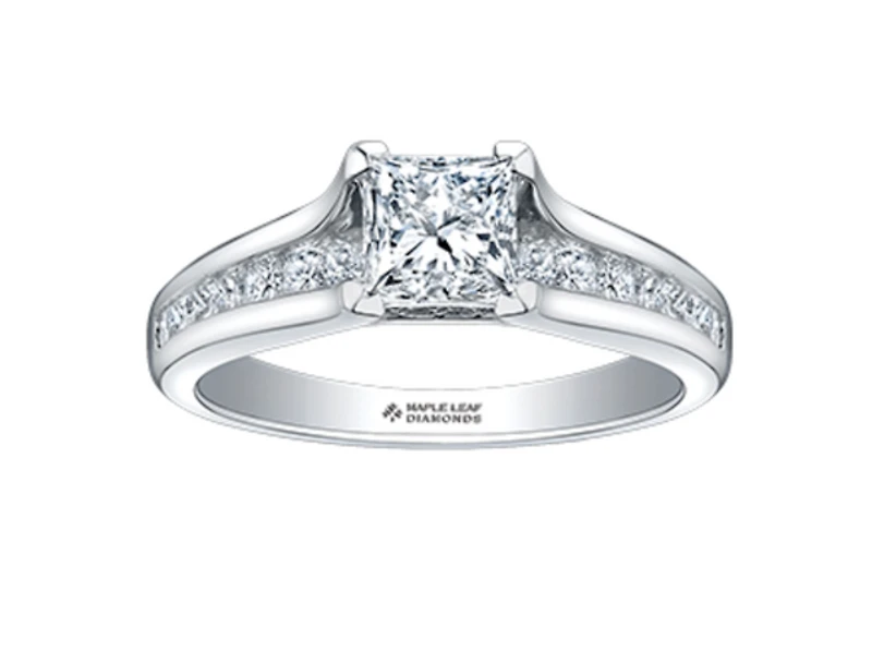 18K White Gold & Palladium Alloy (hypoallergenic) 0.65-1.50cttw Princess Cut Canadian Diamond Engagement Ring - / 0.65 Carat Total