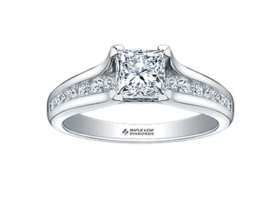 18K White Gold & Palladium Alloy (hypoallergenic) 0.65-1.50cttw Princess Cut Canadian Diamond Engagement Ring - / 0.65 Carat Total