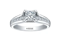 18K White Gold & Palladium Alloy (hypoallergenic) 0.65-1.50cttw Princess Cut Canadian Diamond Engagement Ring - / 0.65 Carat Total