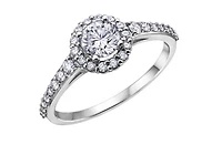 18K White Gold & Palladium Alloy (hypoallergenic) 0.80cttw Canadian Diamond Engagement Ring