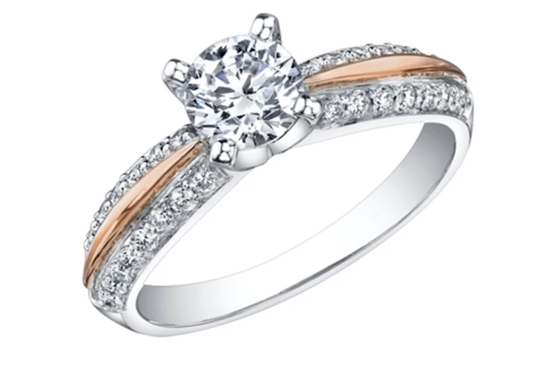 18K White & Rose Gold With Palladium Alloy (hypoallergenic) 0.65-2.30cttw Canadian Diamond Engagement Ring - / 0.65 Carat Total