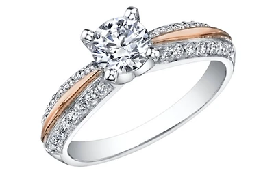 18K White & Rose Gold With Palladium Alloy (hypoallergenic) 0.65-2.30cttw Canadian Diamond Engagement Ring - / 0.65 Carat Total
