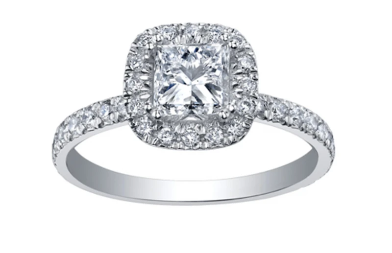 18K White Gold & Palladium Alloy (hypoallergenic) 0.71-1.61cttw Princess Cut Canadian Diamond Engagement Ring - / Carat Total