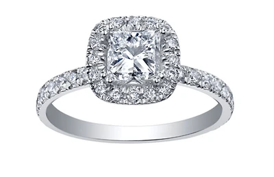 18K White Gold & Palladium Alloy (hypoallergenic) 0.71-1.61cttw Princess Cut Canadian Diamond Engagement Ring - / Carat Total
