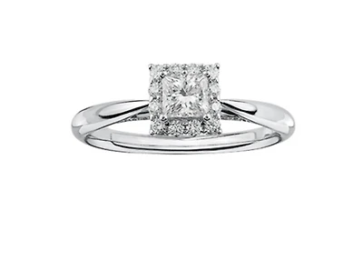 18K White Gold & Palladium Alloy (hypoallergenic) 0.50cttw Princess Canadian Diamond Engagement Ring