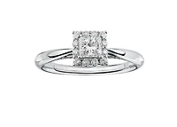 18K White Gold & Palladium Alloy (hypoallergenic) 0.50cttw Princess Canadian Diamond Engagement Ring