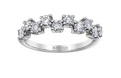 18K White, Yellow, or Rose Gold 0.40-0.75cttw Canadian Diamond Band - / Carat Total