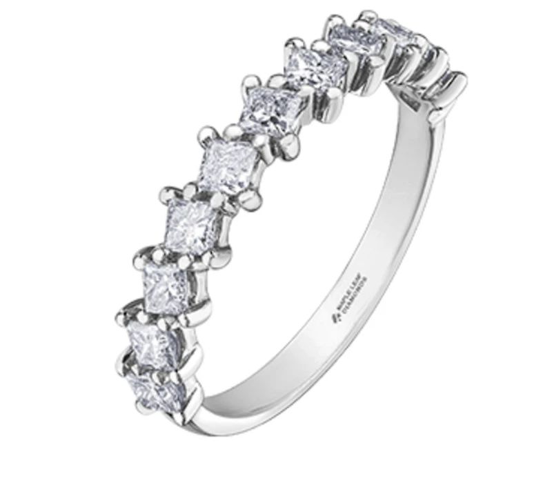 18K White, Yellow, or Rose Gold With Palladium Alloy (hypoallergenic) -0.88cttw Canadian Diamond Band