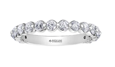 18K White, Yellow, or Rose Gold with Palladium Alloy (hypoallergenic) 0.50-1.20cttw Canadian Diamond Band - / Carat Total