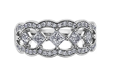 14K White, Yellow, or Rose Gold 0.75cttw Princess & Round Brilliant Cut Canadian Diamond Band