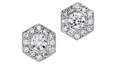 14K White Gold 0.60cttw Canadian Diamond Halo Earrings