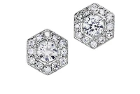 14K White Gold 0.60cttw Canadian Diamond Halo Earrings